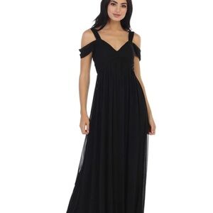Chiffon long black chiffon bridesmaid dress